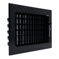 10"W x 6"H Steel Adjustable Air Supply Grille | Register Vent Cover Grill for Sidewall and Ceiling | Black | Outer Dimensions: 11.75"W X 7.75"H for 10x6 Duct Opening