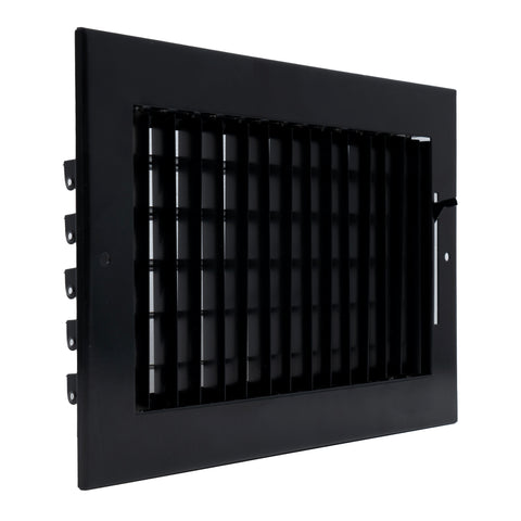 10"W x 6"H Steel Adjustable Air Supply Grille | Register Vent Cover Grill for Sidewall and Ceiling | Black | Outer Dimensions: 11.75"W X 7.75"H for 10x6 Duct Opening
