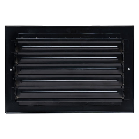 10"W x 6"H Steel Adjustable Air Supply Grille | Register Vent Cover Grill for Sidewall and Ceiling | Black | Outer Dimensions: 11.75"W X 7.75"H for 10x6 Duct Opening