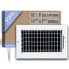 10"W x 6"H  Steel Adjustable Air Supply Grille | Register Vent Cover Grill for Sidewall and Ceiling | White | Outer Dimensions: 11.75"W X 7.75"H for 10x6 Duct Opening