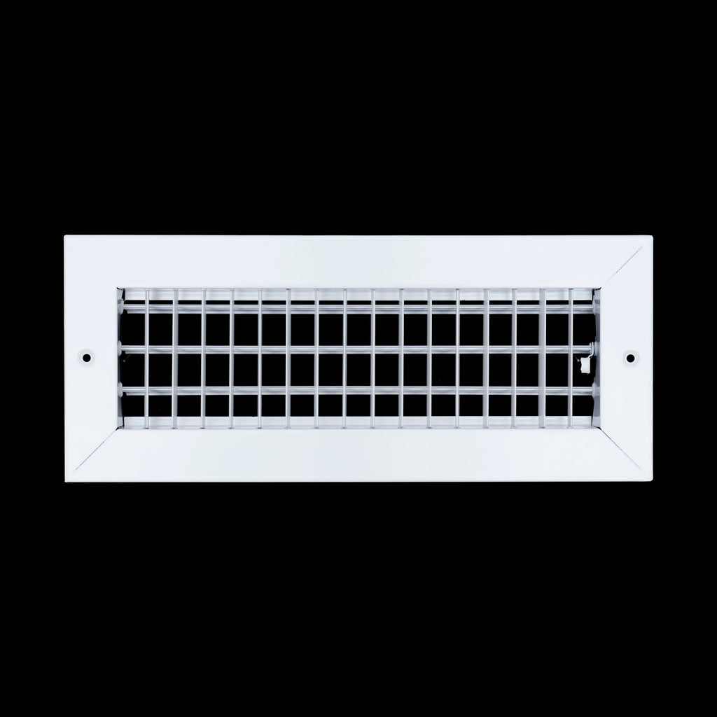 12"W x 4"H Steel Adjustable Air Supply Grille | Register Vent Cover Grill for Sidewall and Ceiling | White | Outer Dimensions: 13.75"W X 5.75"H for 12x4 Duct Opening