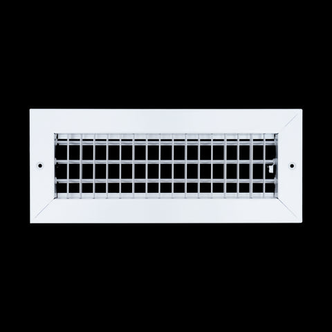 12"W x 4"H Steel Adjustable Air Supply Grille | Register Vent Cover Grill for Sidewall and Ceiling | White | Outer Dimensions: 13.75"W X 5.75"H for 12x4 Duct Opening