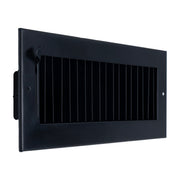 12 x 4-inch Black Steel adjustable supply register, angled view