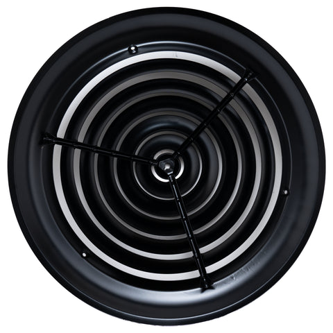 12" [Neck Size] Steel Round Air Supply Diffuser for Ceiling - Black - Outer Dimension: 15-15/16"