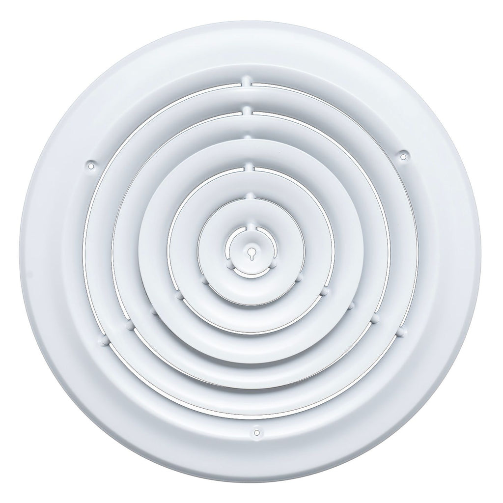 12" [Neck Size] Steel Round Air Supply Diffuser for Ceiling - White - Outer Dimension: 15-15/16"
