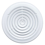 12" Neck White Steel round diffuser, front view