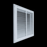12"x12" White Steel Return Air Filter Grille, Removable Door, Plastic Latches, for 1-Inch Filters