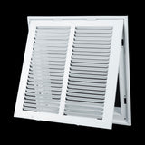 12"x12" White Steel Return Air Filter Grille, Fixed Hinged, for 1-Inch Filters