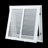 12"x12" White Steel Return Air Filter Grille, Removable Door, for 1-Inch Filters