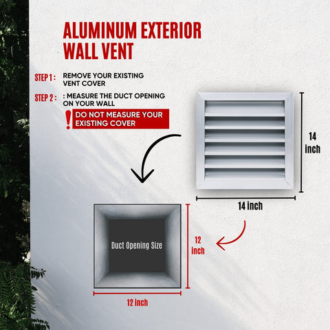 12"x12" Anodized Aluminum Exterior Wall Vent | Outer Dimension: 14"W X 14"H
