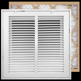 12"x12" White Steel Return Air Filter Grille, Filter Included, Removable Door