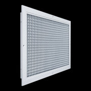 12 x 20-inch White Aluminum eggcrate return grille, angled view