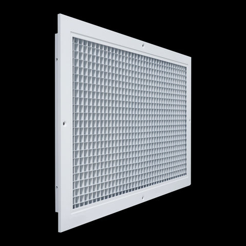 12" x 20" [Duct Opening] Aluminum Return Air Grille | Rust Proof Eggcrate Vent Cover Grill for Sidewall and Ceiling, White | Outer Dimensions: 13.75" X 21.75"