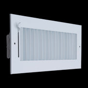 12 x 4-inch White Steel adjustable supply register, angled view