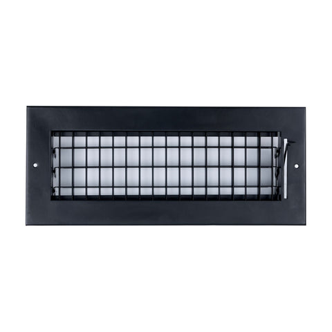 12x4 Steel Adjustable Air Vent Cover | Supply Register for Wall & Ceiling | Black | Outer Dimension: 13-3/4"W X 5-3/4"H