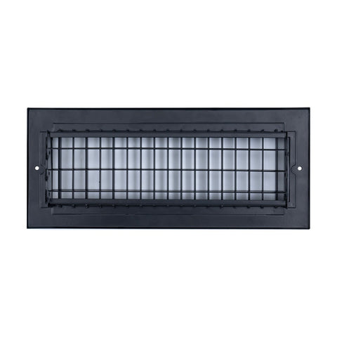 12x4 Steel Adjustable Air Vent Cover | Supply Register for Wall & Ceiling | Black | Outer Dimension: 13-3/4"W X 5-3/4"H