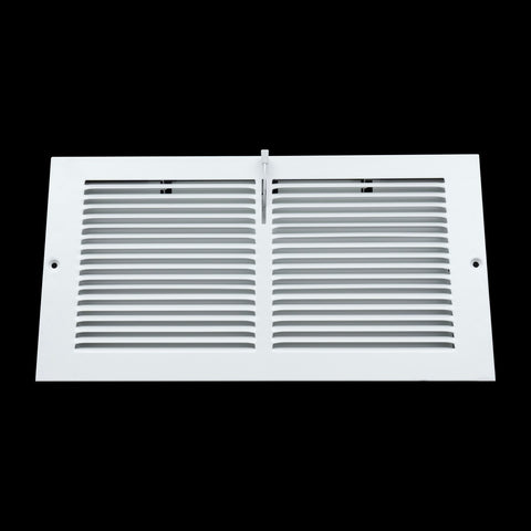 12"W x 6"H [Duct Opening] Steel Triangular Baseboard Return Air Supply Grille with Damper | 3.75" Depth | White | Outer Dimensions: 13-3/4" x 6-5/8"