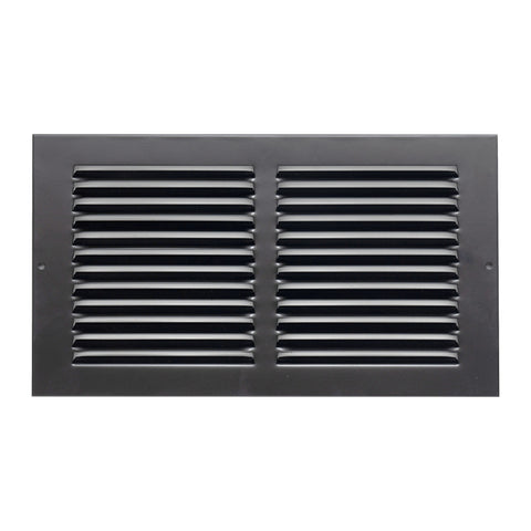 12"x6" Steel Return Air Grille – HVAC Cold Air Intake Vent Cover, Black | Out. Dim.: 13-3/4"W X 7-3/4"H