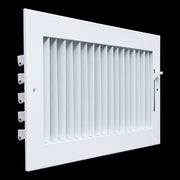 12 x 6-inch White Steel adjustable supply register, angled view