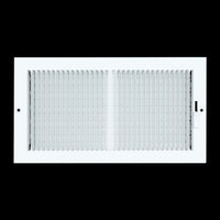 12"W x 6"H [Duct Opening] Steel Baseboard Air Supply Grille with Multi-shutter Damper | White | Outer Dimensions: 13-1/4" x 7-1/4"