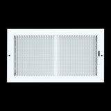 12"x6" Steel Baseboard Air Supply Grille with Multi-Shutter Damper | White | Outer Dimension: 13-1/4"W X 7-1/4"H