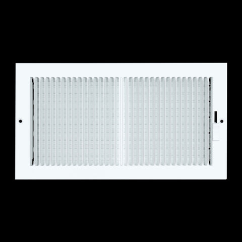 12"W x 6"H [Duct Opening] Steel Baseboard Air Supply Grille with Multi-shutter Damper | White | Outer Dimensions: 13-1/4" x 7-1/4"
