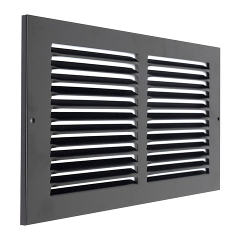 12"x6" Steel Return Air Grille – HVAC Cold Air Intake Vent Cover, Black | Out. Dim.: 13-3/4"W X 7-3/4"H