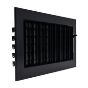 12 x 6-inch Black Steel adjustable supply register, angled view