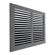 12 x 8-inch Black Steel flat stamped return grille, angled view
