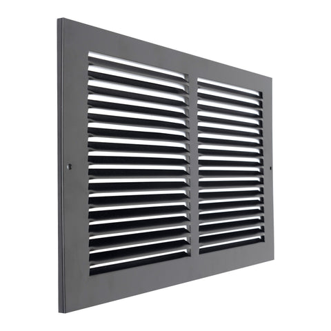 12"x8" Steel Return Air Grille – HVAC Cold Air Intake Vent Cover, Black | Out. Dim.: 13-3/4"W X 9-3/4"H