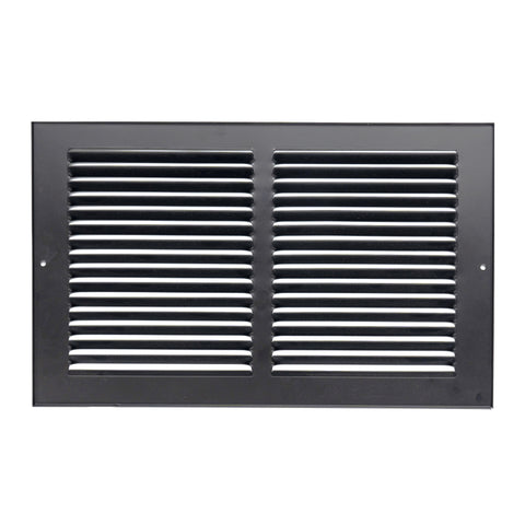 12"x8" Steel Return Air Grille – HVAC Cold Air Intake Vent Cover, Black | Out. Dim.: 13-3/4"W X 9-3/4"H