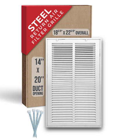 Handua HVAC Steel Return Air Filter Grille [Removable Face Door] for 1-inch Filters Vent Cover Grill for 1-inch Filter, White