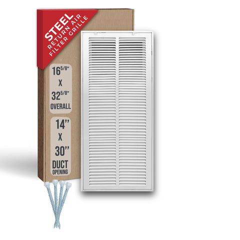 Handua HVAC Steel Return Air Filter Grille [Removable Face Door] for 1-inch Filters Vent Cover Grill for 1-inch Filter, White