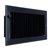 14 x 6-inch Black Steel adjustable supply register, angled view