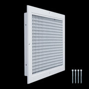 14 x 10-inch White Aluminum eggcrate return grille, angled view