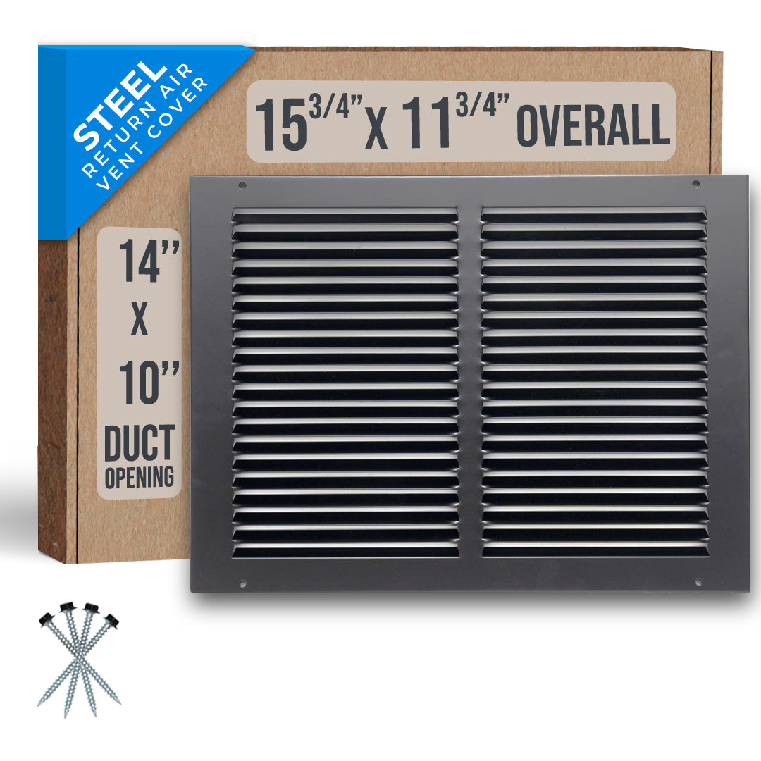 Handua Steel Return Air Grille | Vent Cover Grill for Sidewall and Ceiling | Black