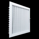 14x14 White Steel Adjustable Supply Register, Air Vent Cover with Damper for Sidewall Or Ceiling