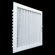 14 x 14-inch White Steel adjustable supply register, angled view
