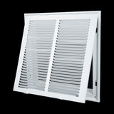 14"x14" White Steel Return Air Filter Grille, Fixed Hinged, for 1-Inch Filters
