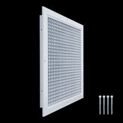14 x 14-inch White Aluminum eggcrate return grille, angled view