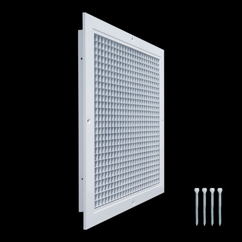 14" x 14" [Duct Opening] Aluminum Return Air Grille | Rust Proof Eggcrate Vent Cover Grill for Sidewall and Ceiling, White | Outer Dimensions: 15.75" X 15.75"