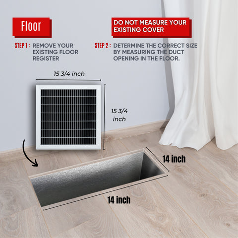14"x14" Heavy Duty Return Air Floor Grille | Walkable White | Out. Dim.: 15-3/4"W X 15-3/4"H
