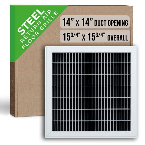 14"x14" Heavy Duty Return Air Floor Grille | Walkable White | Out. Dim.: 15-3/4"W X 15-3/4"H