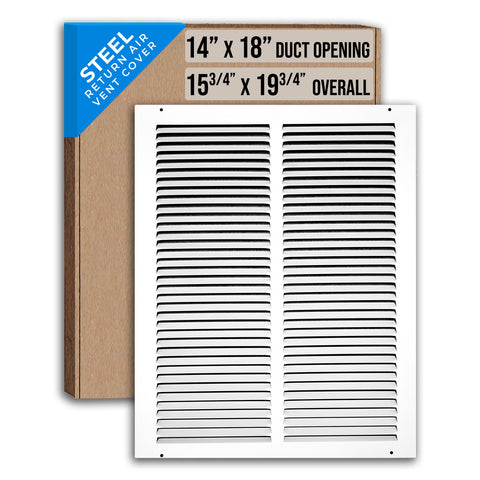 14" X 18" Duct Opening | Steel Return Air Grille for Sidewall and Ceiling | Outer Dimensions: 15.75"W X 19.75"H