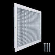 14 x 20-inch White Aluminum eggcrate return grille, angled view