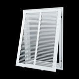 14"x20" White Steel Return Air Filter Grille, Fixed Hinged, for 1-Inch Filters