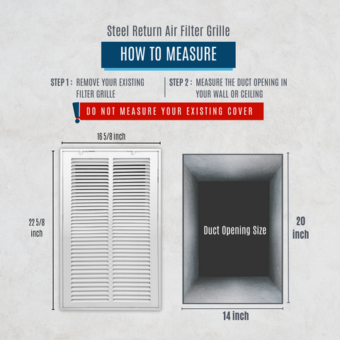 14" X 20" Duct Opening | Steel Return Air Filter Grille for Sidewall and Ceiling