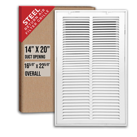 14" X 20" Duct Opening | Steel Return Air Filter Grille for Sidewall and Ceiling