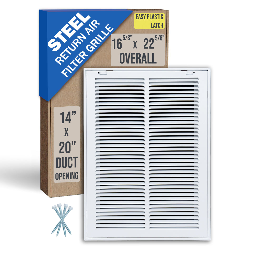Steel Return Air Filter Grille with Plastic Latches