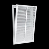 14"x24" White Steel Return Air Filter Grille, Removable Door, Plastic Latches, for 1-Inch Filters